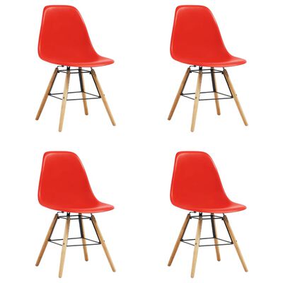 vidaXL Jedilni stoli 4 kosi rdeča plastika