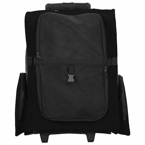 vidaXL Voziček za hi&scaron;ne ljubljenčke 3-v-1 dizajn črne barve 48x32x(57-106) cm oksfordsko blago