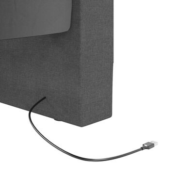vidaXL Dnevna postelja USB temno sivo blago 90x200 cm