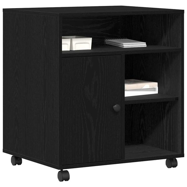 vidaXL Stojalo za tiskalnik Črni hrast 60 x 50 x 67 cm Konstruiran les