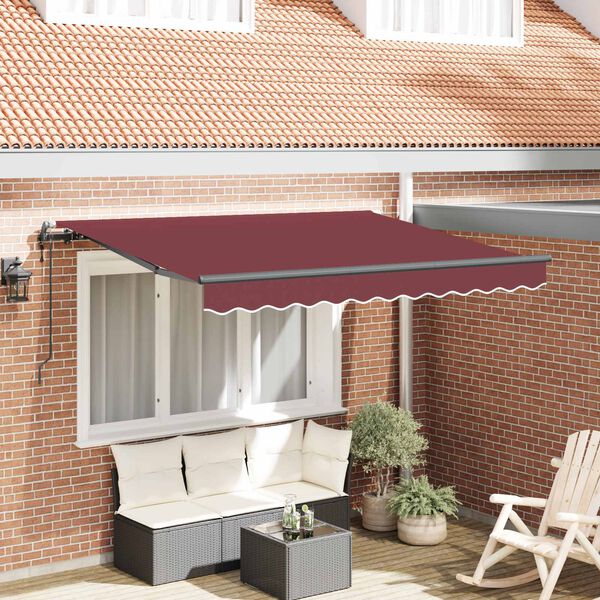 vidaXL Retraktilna tenda Burgundija 350 x 200 x 165 cm blago