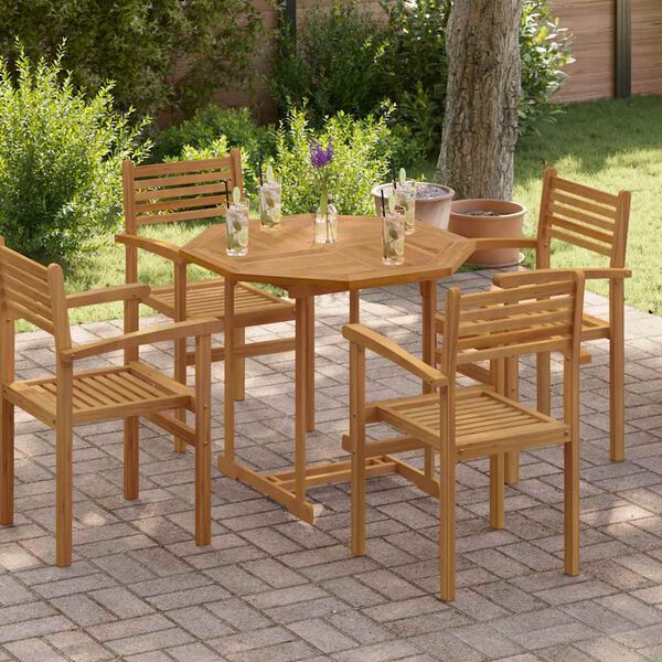 vidaXL Mizna plo&scaron;ča 90x90x2,5 cm osmerokotna trdna tikovina