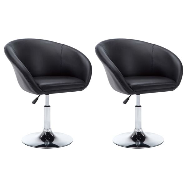 vidaXL Vrtljivi jedilni stoli 2 kosa črno umetno usnje