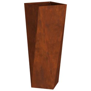vidaXL Cvetlično korito Rjav 30 x 30 x 75 cm Vremensko odporno jeklo