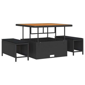 vidaXL Komplet za jedilnico v vrtu Črna Poly ratan