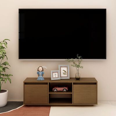 vidaXL TV omarica medeno rjava 110x30x40 cm trdna borovina