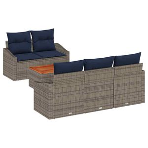 vidaXL Vrtna sedežna garnitura 6 pcs Siva in mornarsko modra