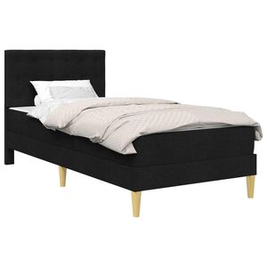 vidaXL Posteljni okvir z vzmetnico z vzglavjem Črna 80 x 200 cm Blago