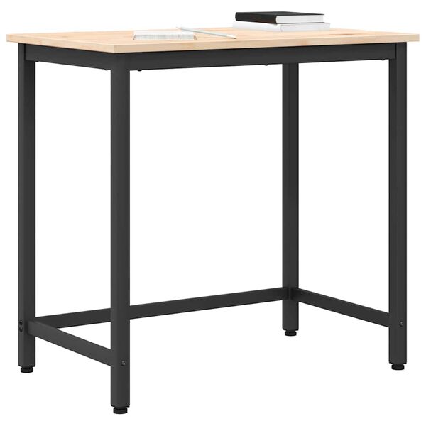 vidaXL miza Naravna 80 x 50 x 77 cm Inženirski les in jeklo