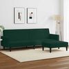 vidaXL Kavč dvosed z leži&scaron;čem in stolčkom za noge temno zelen žamet
