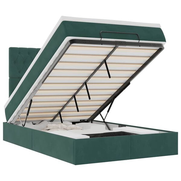 vidaXL Otomanski posteljni okvir z vzmetnicami zelen 120x190cm žamet