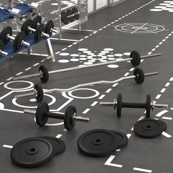 vidaXL Dalj&scaron;a in kraj&scaron;a palica z utežmi 90 kg lito železo