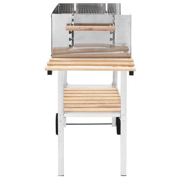 vidaXL XXL Žar na oglje na kolesih nerjaveče jeklo z 2 policama