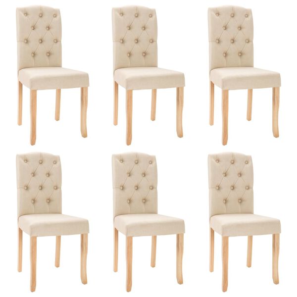 vidaXL Jedilni stoli 6 kosov krem blago