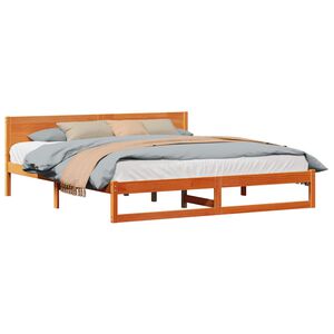 vidaXL Konstrukcija postelje z vzglavjem Voskast rjav 200 x 200 cm