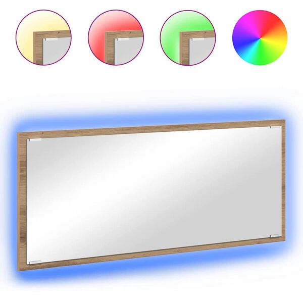 vidaXL Ogledalo Umetni hrast 90 x 8,5 x 37 cm Konstruiran les