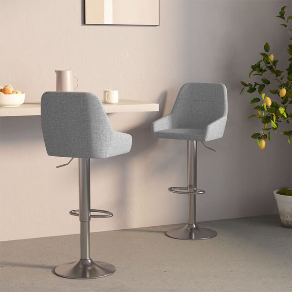 vidaXL Barski stolčki 2 kosa svetlo sivo blago