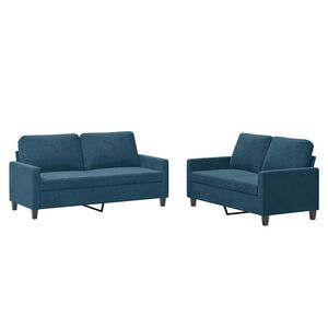 vidaXL Sedežna garnitura 2-delna z blazinami moder žamet