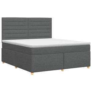 vidaXL Postelja boxspring z vzmetnico Temno siva 140 x 200 cm Blago