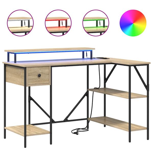 vidaXL Miza s predalom Sonoma hrast 120 x 79 x 86,5 cm Konstruiran les