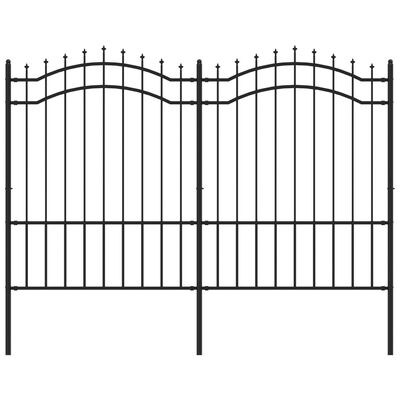 vidaXL Vrtna ograja s suličastim vrhom črna 190 cm prašno jeklo