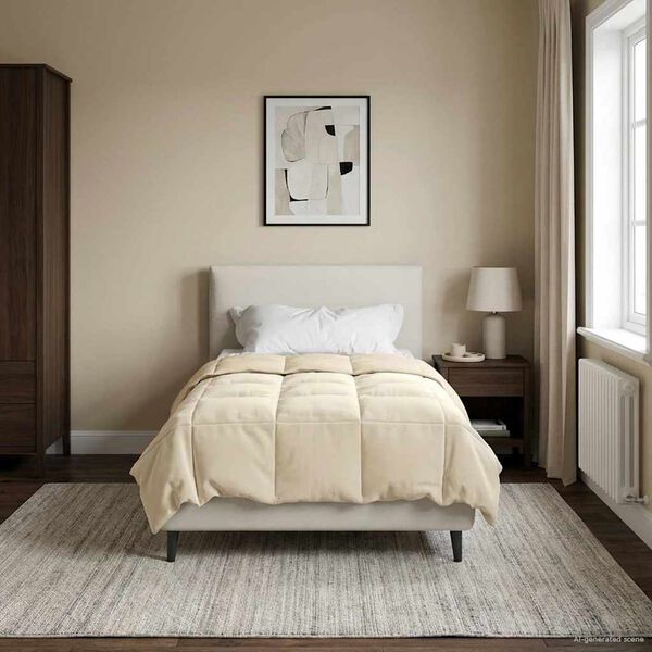 vidaXL Polna celoletna prevleka krema 140 x 200 cm Mikrovlakna