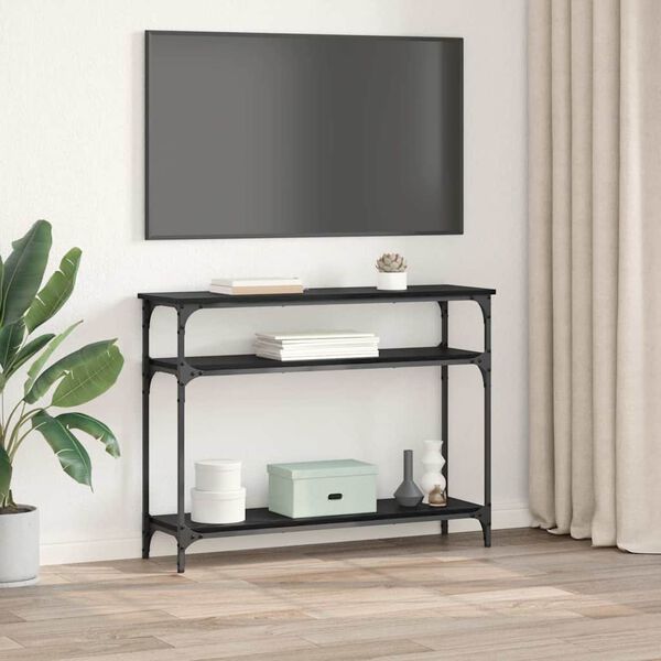 vidaXL Konzolna miza Črna Orehovina 100 x 29 x 75 cm Konstruiran les