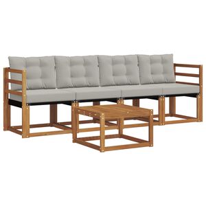 vidaXL Zunanja garnitura za sedenje 5 pcs Naravna in svetlo siva