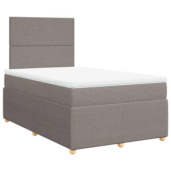 vidaXL Box spring postelja z vzmetnico taupe 120x200 cm blago