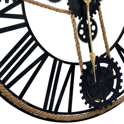 vidaXL Stenska ura črna 70 cm kovinska