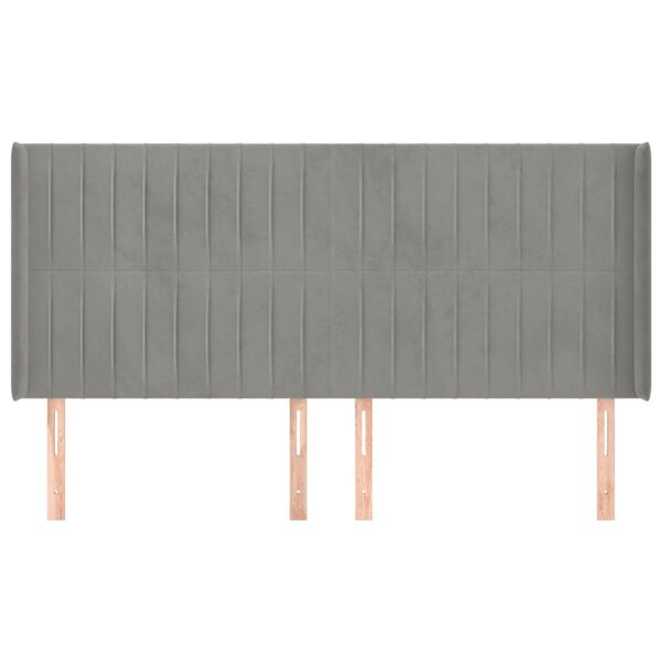 vidaXL Vzglavje z u&scaron;esi svetlo sivo 183x16x118/128 cm žamet