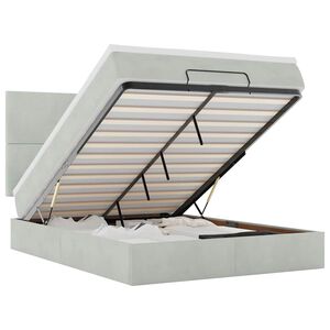 vidaXL Otomanski posteljni okvir z vzmetnicami siv 140x190cm žamet