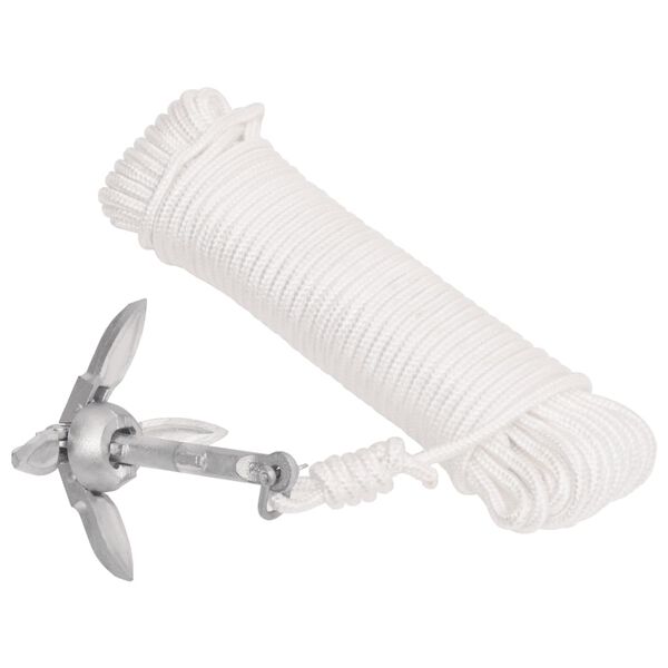 vidaXL Zložljivo sidro z vrvjo srebro 0,7 kg vroče pocinkano litino