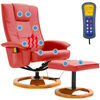 vidaXL Masažni stol s stolčkom za noge rdeče umetno usnje