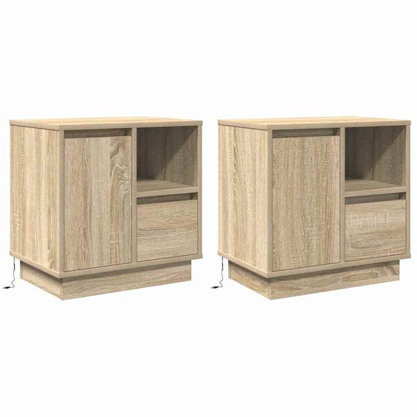 vidaXL Nočna omarica s predalom 2 pcs Sonoma hrast 50 x 34,5 x 50 cm.