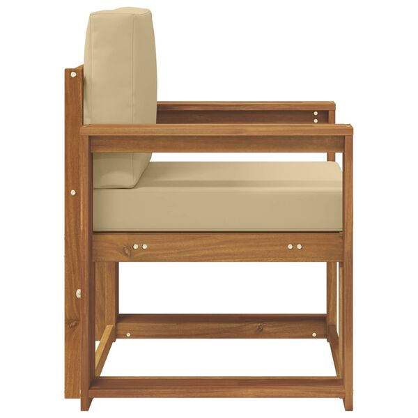 vidaXL Zunanji kavč Masivno akacijevo les in poliester Naravna