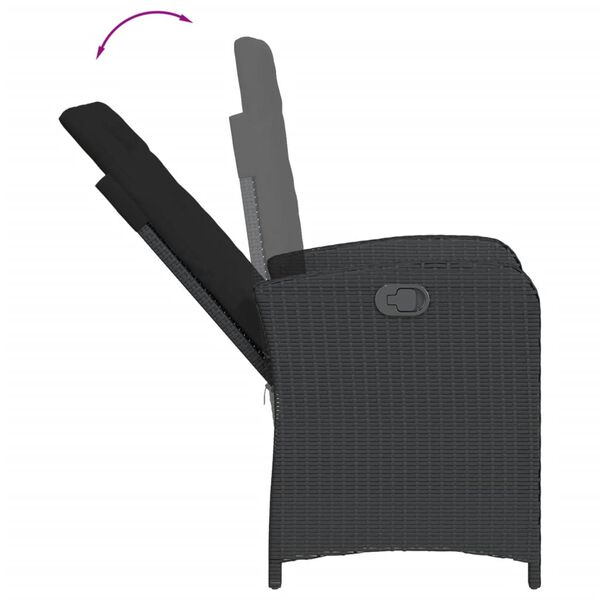 vidaXL Vrtna jedilna garnitura 5-delna z blazinami črn poli ratan