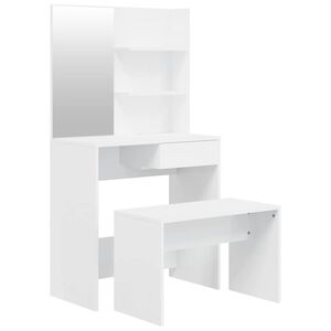 vidaXL Toaletna mizica komplet visok sijaj bele barve 74,5x40x141 cm