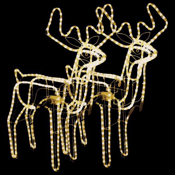 vidaXL Božični severni jelen s premikajočo glavo 2 kosa toplo bel