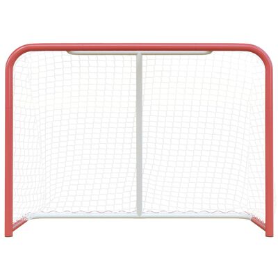 vidaXL Gol za hokej z mrežo rdeč in bel 153x60x118 cm jeklo in PE