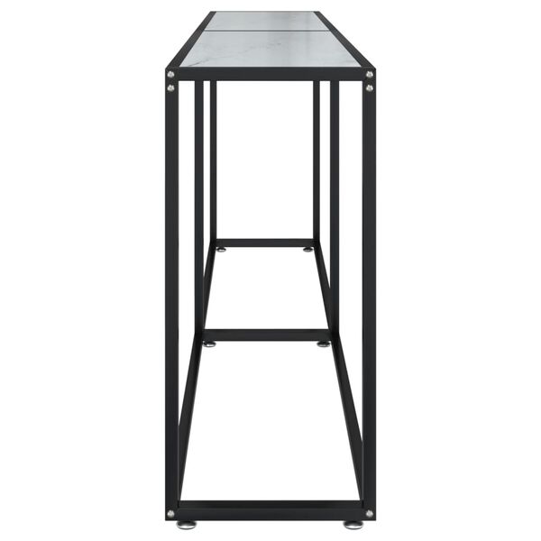 vidaXL Konzolna mizica beli marmor 200x35x75,5 cm kaljeno steklo