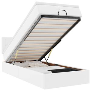 vidaXL Otomanska postelja z vzmetnico bel 80x200 cm um. usnje