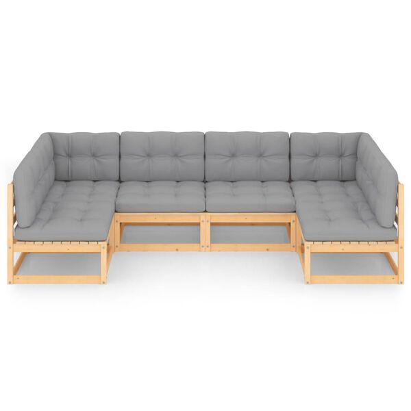 vidaXL Vrtna sedežna garnitura 6-delna z blazinami trdna borovina