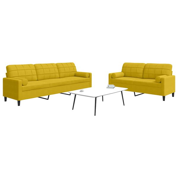 vidaXL Sedežna garnitura 2-delna z blazinami rumen žamet