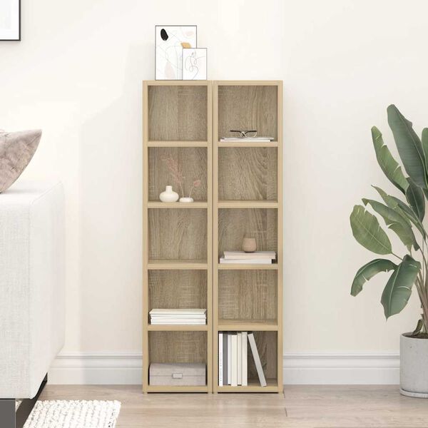 vidaXL Omarica za CD plo&scaron;če 2 kosa sonoma 21x16x93,5 cm iverna plo&scaron;ča