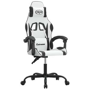 vidaXL Gaming stol bela in črna umetno usnje