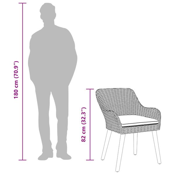 vidaXL Komplet za jedilnico v vrtu 5 pcs Svetlo siva poli ratan