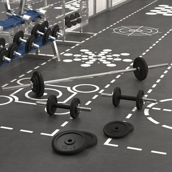 vidaXL Daljša in krajša palica z utežmi 60 kg lito železo