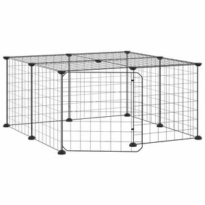 vidaXL Ograda za hi&scaron;ne ljubljenčke z 12 paneli črna 70x70x35 cm jeklo