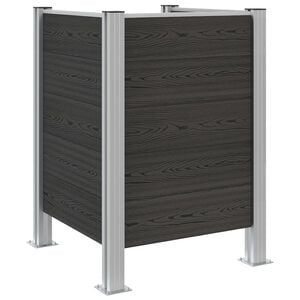 vidaXL Ograja za ko&scaron; za smeti Siva 85 x 85 x 115 cm Aluminij in WPC